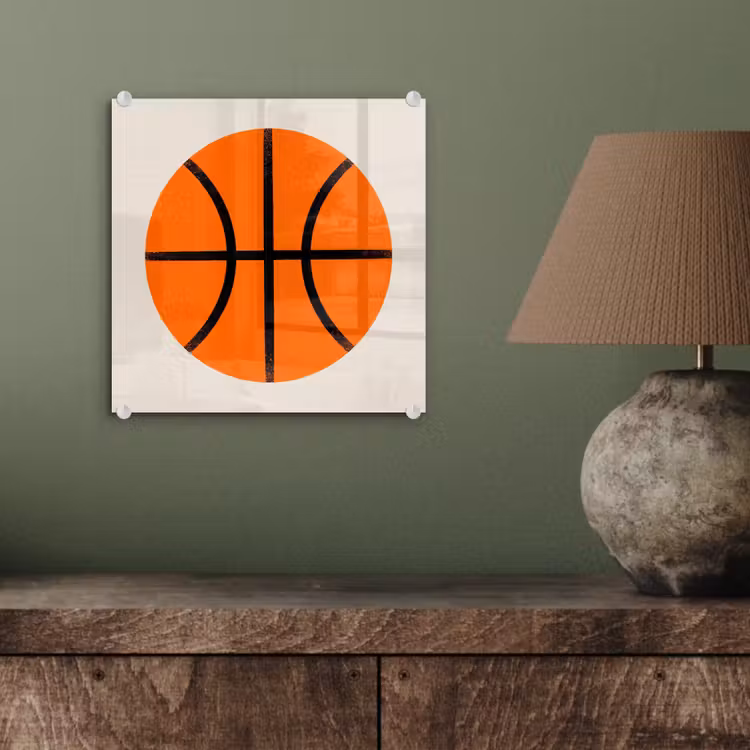 Glas schilderij - Basketbal - Bal - Sport - Illustratie - Oranje — 4