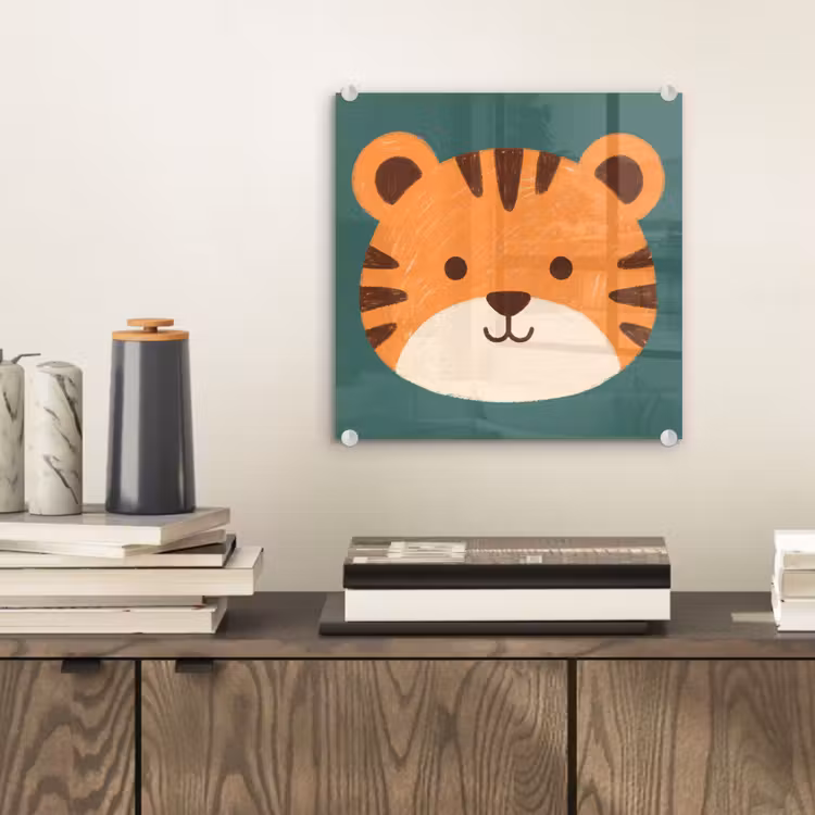 Glas schilderij - Dieren - Kop - Oranje - Illustratie - Modern — 2