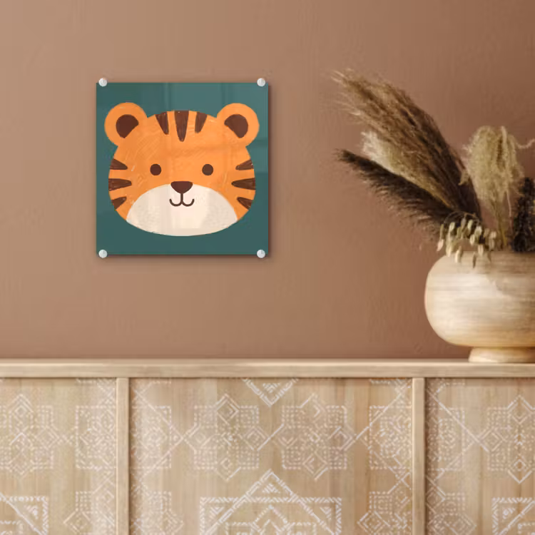 Glas schilderij - Dieren - Kop - Oranje - Illustratie - Modern — 6