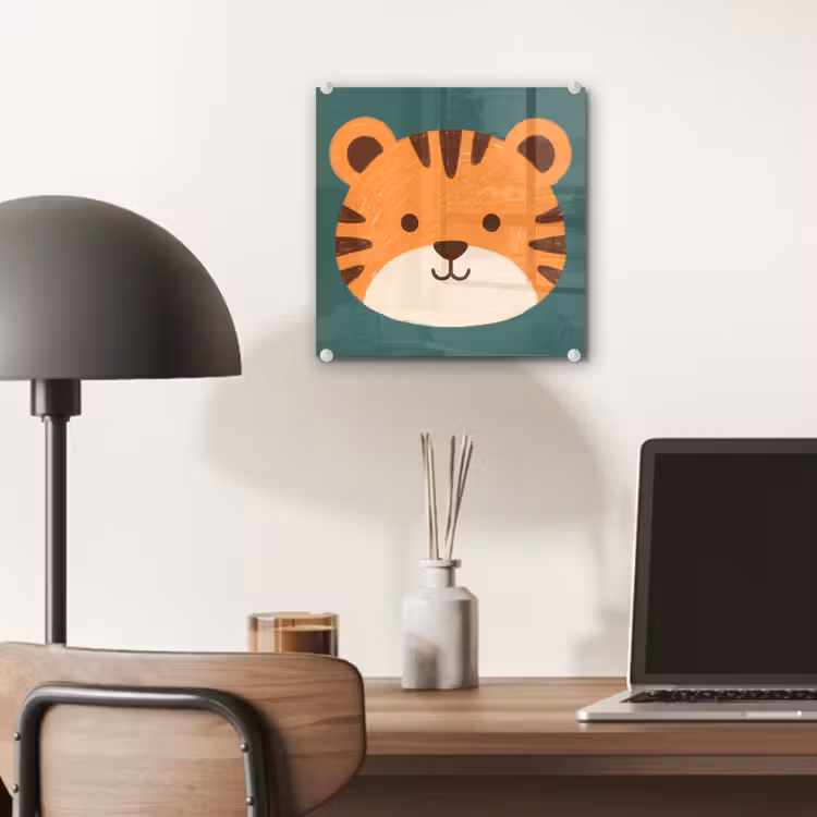 Glas schilderij - Dieren - Kop - Oranje - Illustratie - Modern — 7