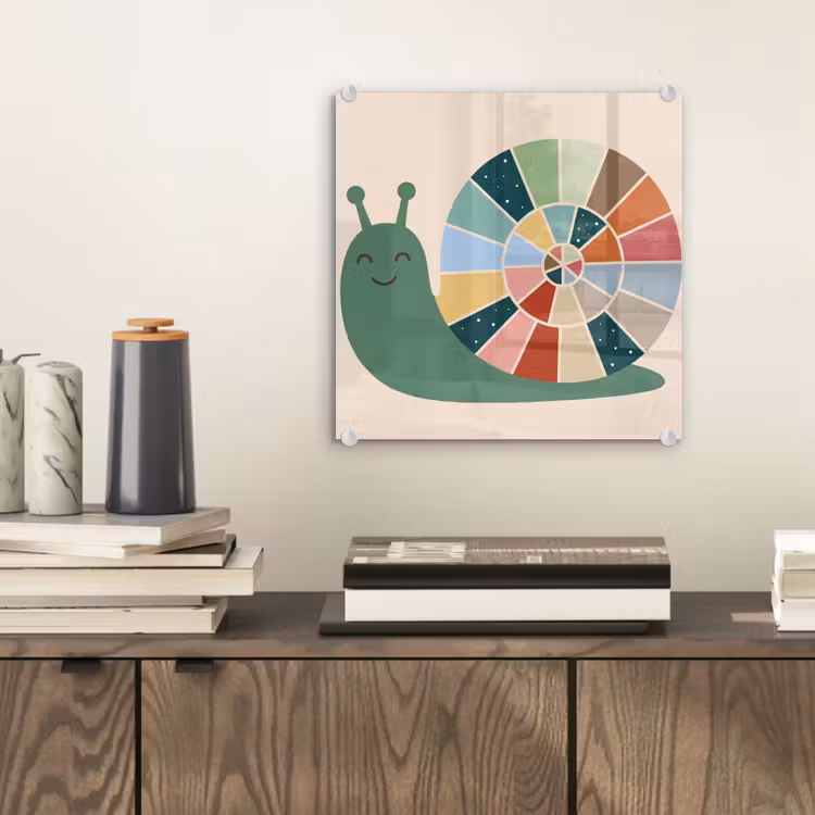 Glas schilderij - Dieren - Slak - Kleurrijk - Illustratie — 2