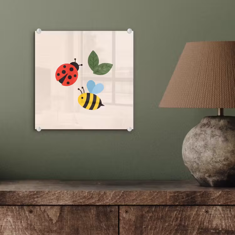 Glas schilderij - Insect - Blad - Natuur - Speels - Illustratie — 4