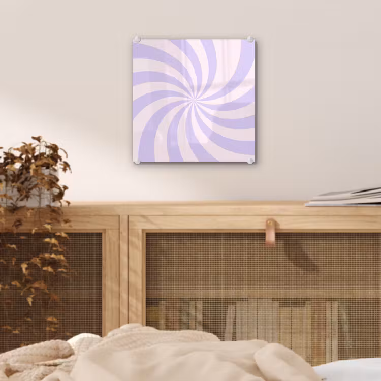 Glas schilderij - Patroon - Spiraal - Abstract - Modern - Paars-Roze — 5