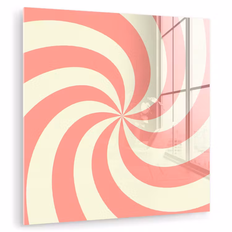 Glas schilderij - Spiraal - Patroon - Abstract - Roze - Beige — 1