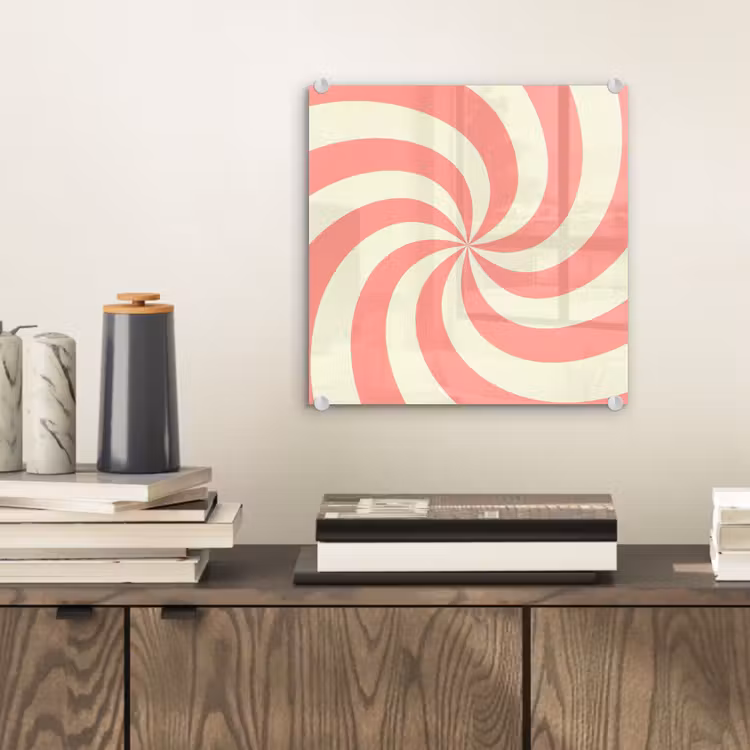 Glas schilderij - Spiraal - Patroon - Abstract - Roze - Beige — 2