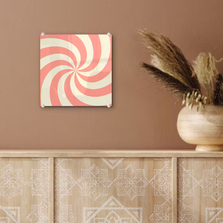 Glas schilderij - Spiraal - Patroon - Abstract - Roze - Beige — 6