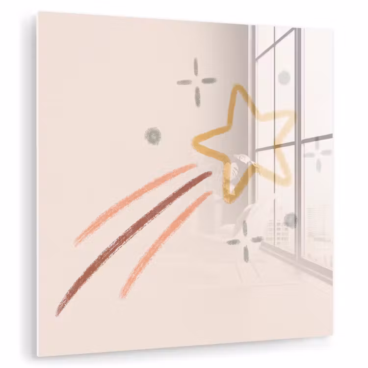 Glas schilderij - Ster - Vallend - Illustratie - Pastel — 1