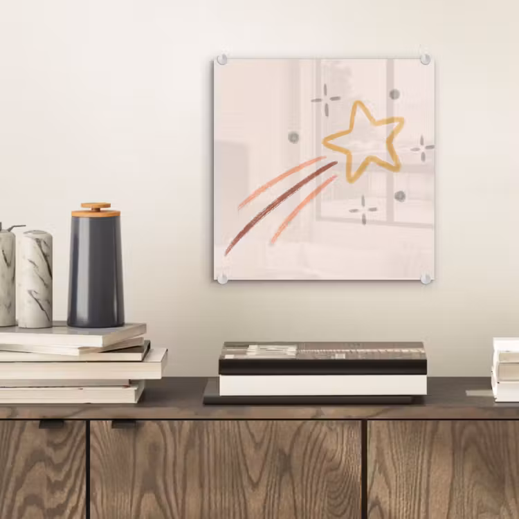 Glas schilderij - Ster - Vallend - Illustratie - Pastel — 2