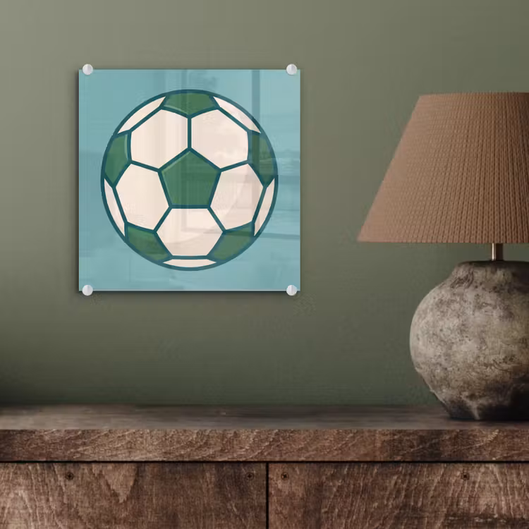 Glas schilderij - Voetbal - Geometrisch - Sport - Illustratie - Blauwgroen — 4