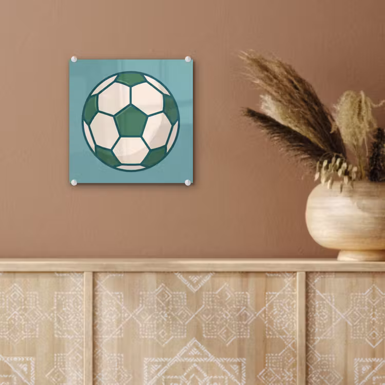 Glas schilderij - Voetbal - Geometrisch - Sport - Illustratie - Blauwgroen — 6
