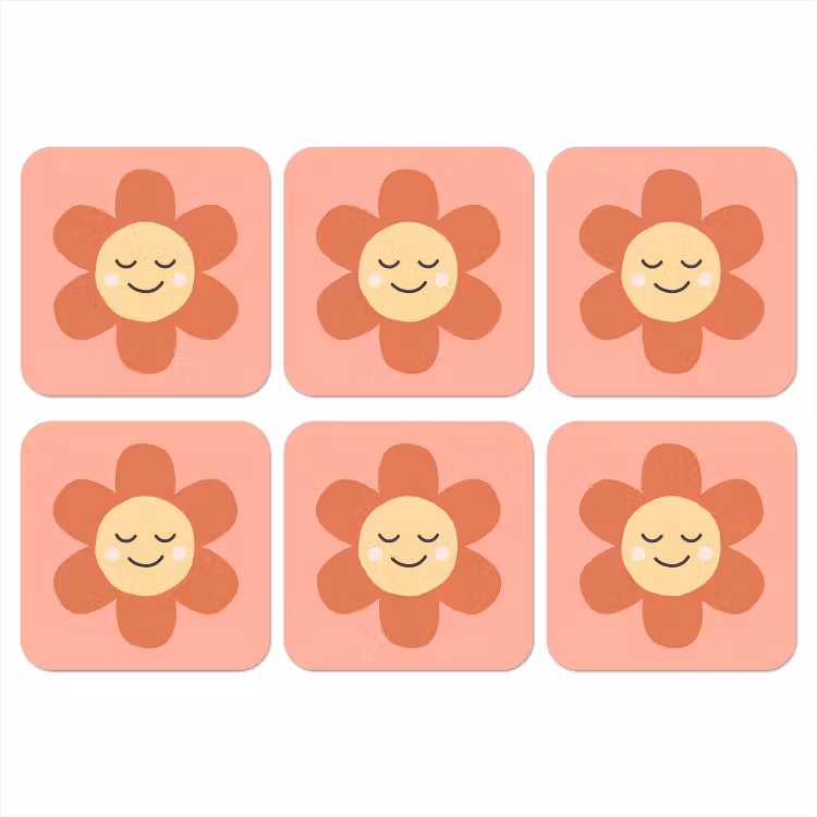 Onderzetter​ - Bloemen - Tekenfilm - Kind - Roze — 1