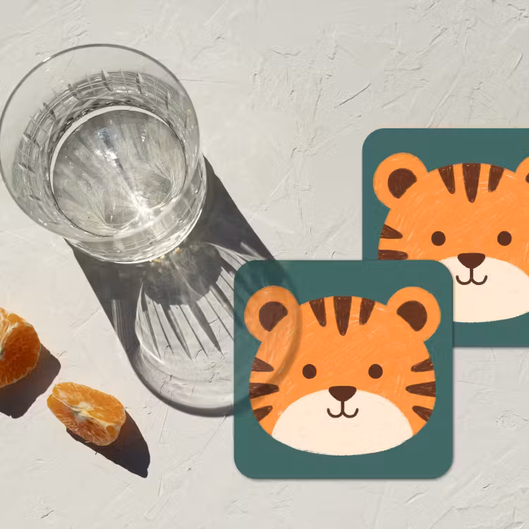 Onderzetter​ - Dieren - Kop - Oranje - Illustratie - Modern — 2