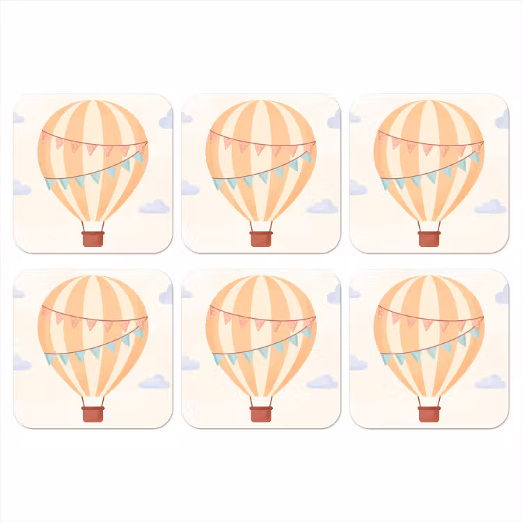 Onderzetter​ - Luchtballon - Wolken - Illustratie - Zacht - Kinderkamer — 1