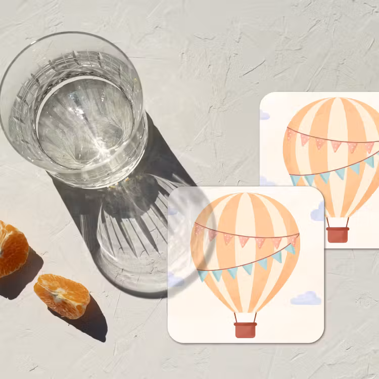 Onderzetter​ - Luchtballon - Wolken - Illustratie - Zacht - Kinderkamer — 2
