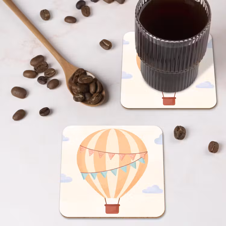 Onderzetter​ - Luchtballon - Wolken - Illustratie - Zacht - Kinderkamer — 4