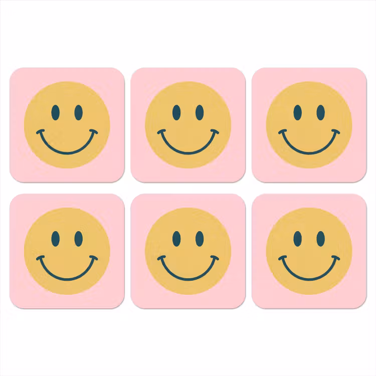 Onderzetter​ - Smiley - Geel - Roze - Symbool - Minimalistisch — 1