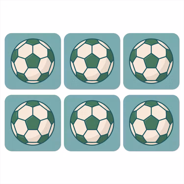 Onderzetter​ - Voetbal - Geometrisch - Sport - Illustratie - Blauwgroen — 1