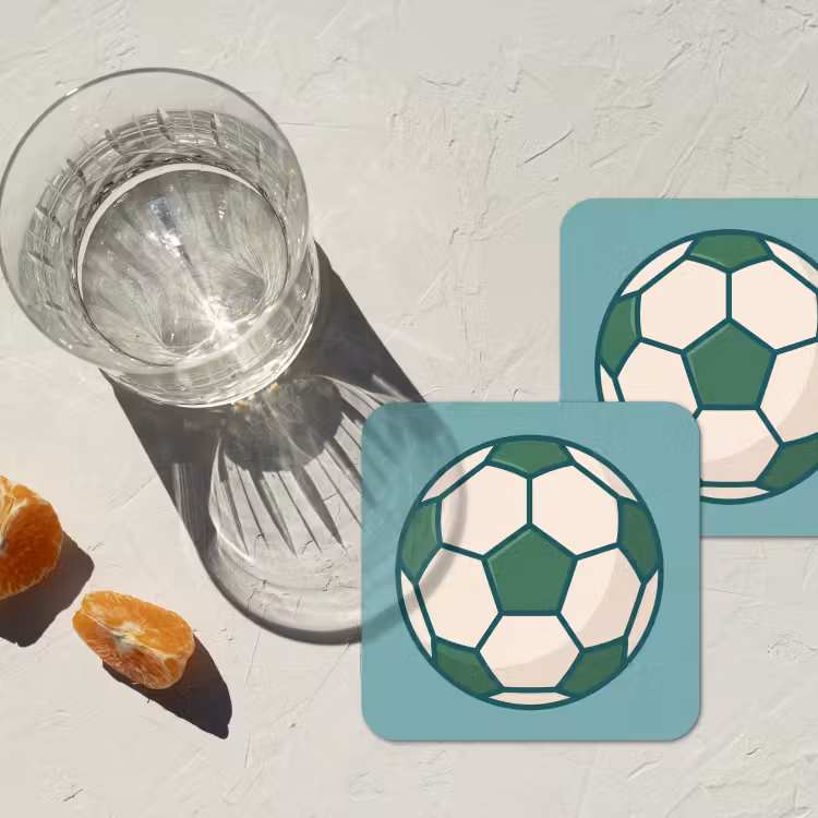 Onderzetter​ - Voetbal - Geometrisch - Sport - Illustratie - Blauwgroen — 2