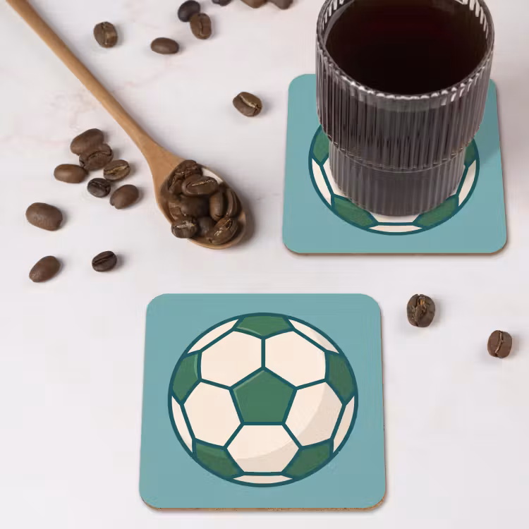Onderzetter​ - Voetbal - Geometrisch - Sport - Illustratie - Blauwgroen — 4