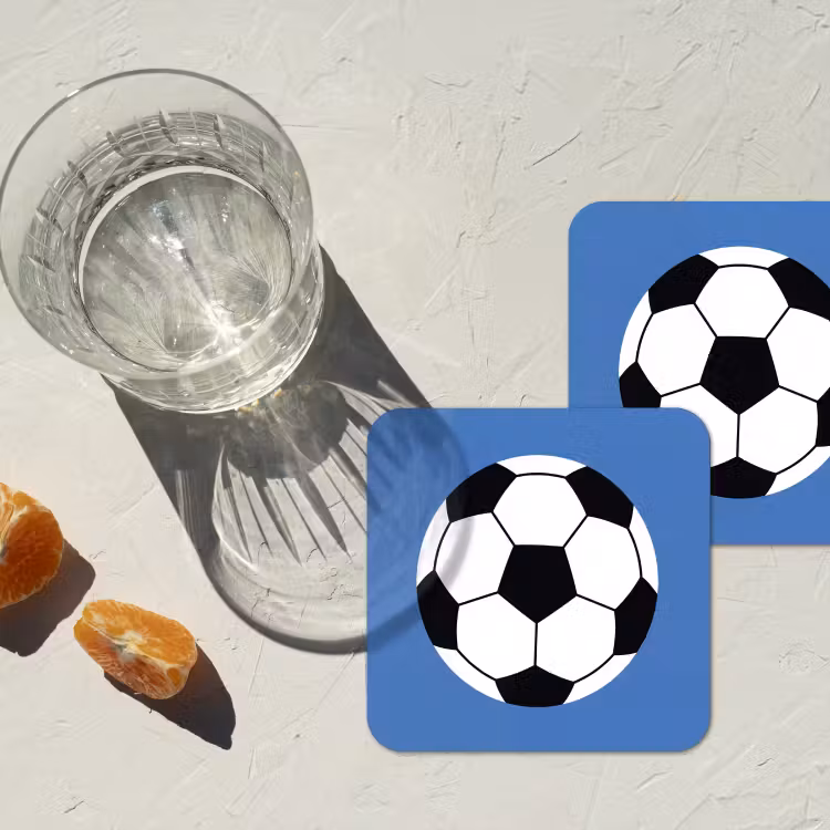 Onderzetter​ - Voetbal - Zwart-wit - Sport - Illustratie - Blauw — 2