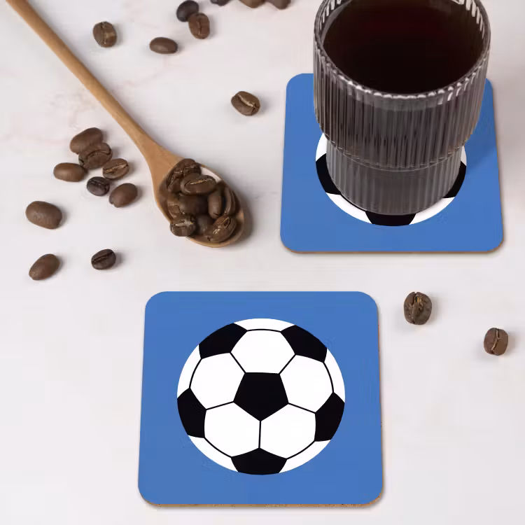 Onderzetter​ - Voetbal - Zwart-wit - Sport - Illustratie - Blauw — 4