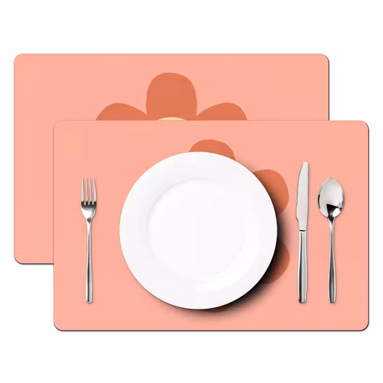 Placemat - 6 stuks - Bloemen - Tekenfilm - Kind - Roze — 2