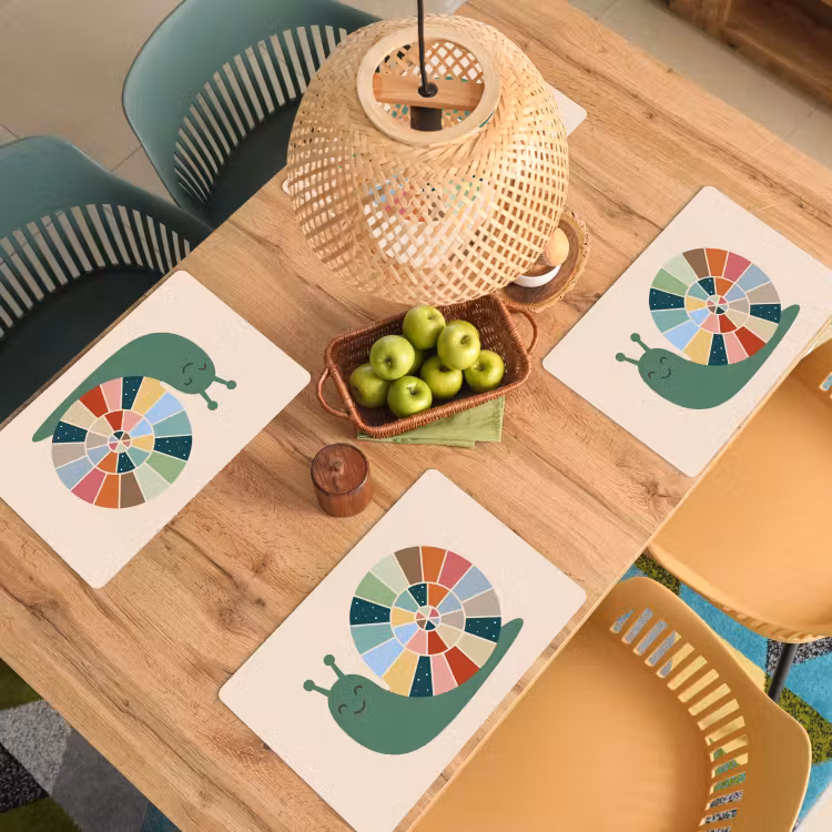 Placemat - 6 stuks - Dieren - Slak - Kleurrijk - Illustratie — 6