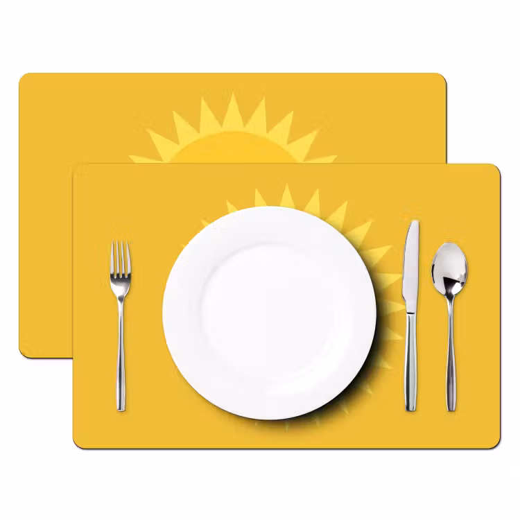 Placemat - 6 stuks - Zon - Gezicht - Zomer - Illustratie - Geel — 2