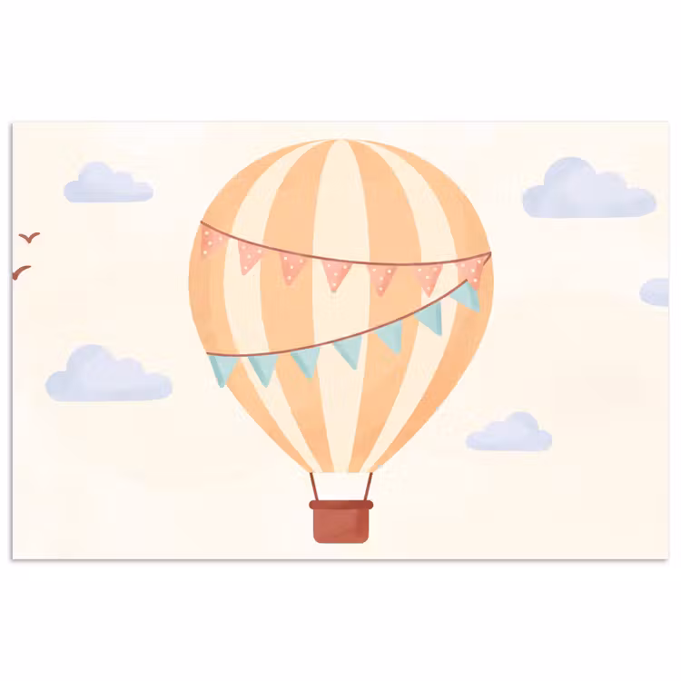 Poster - Luchtballon - Wolken - Illustratie - Zacht - Kinderkamer — 1