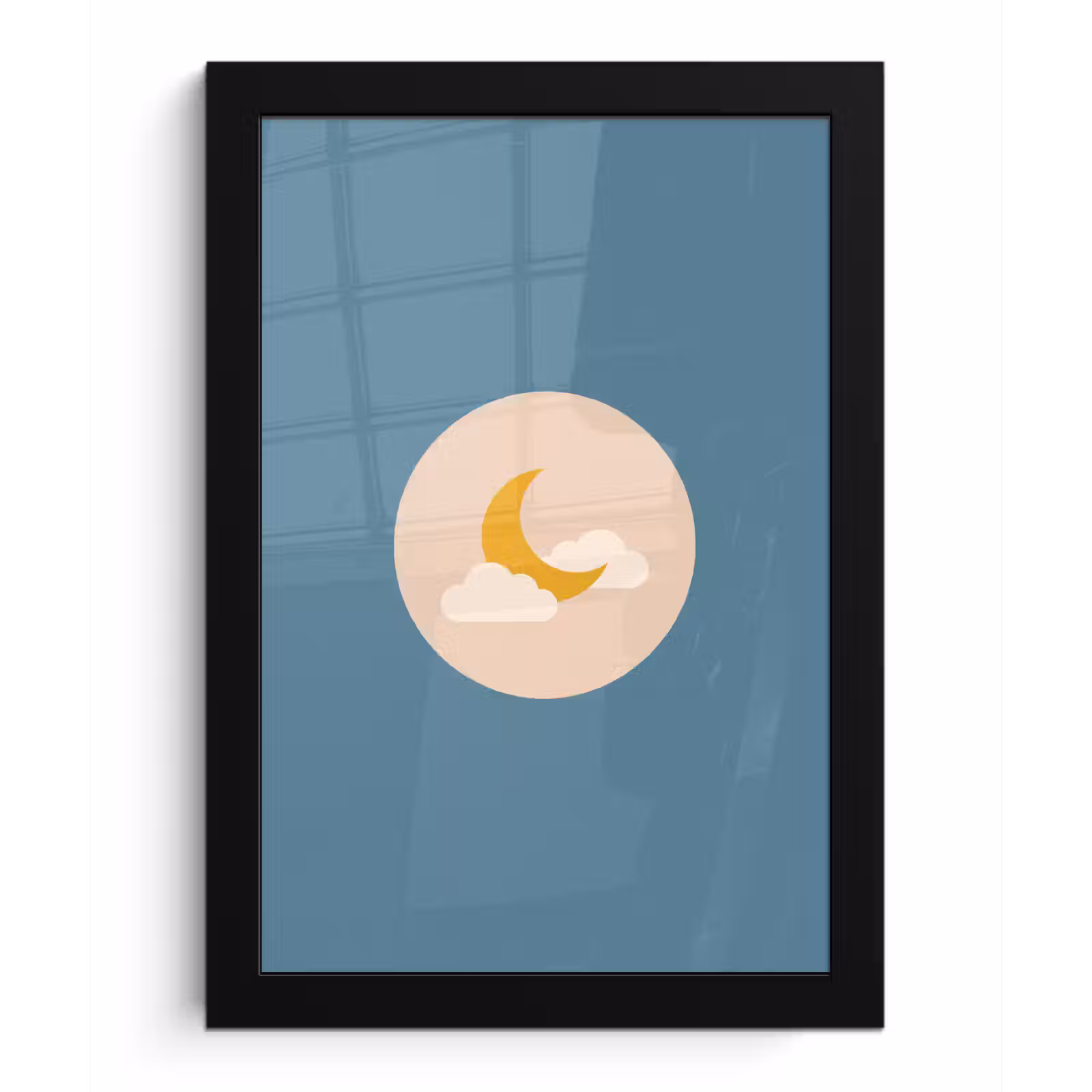 Poster met lijst - Maan - Wolken - Natuur - Abstract - Geel — 1