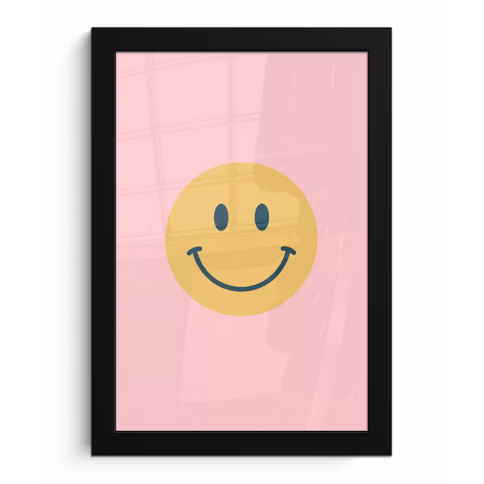 Poster met lijst - Smiley - Geel - Roze - Symbool - Minimalistisch — 1