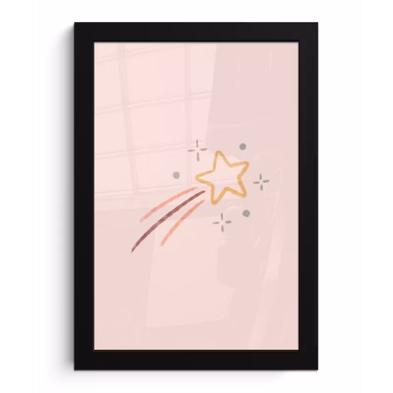 Poster met lijst - Ster - Vallend - Illustratie - Pastel — 1