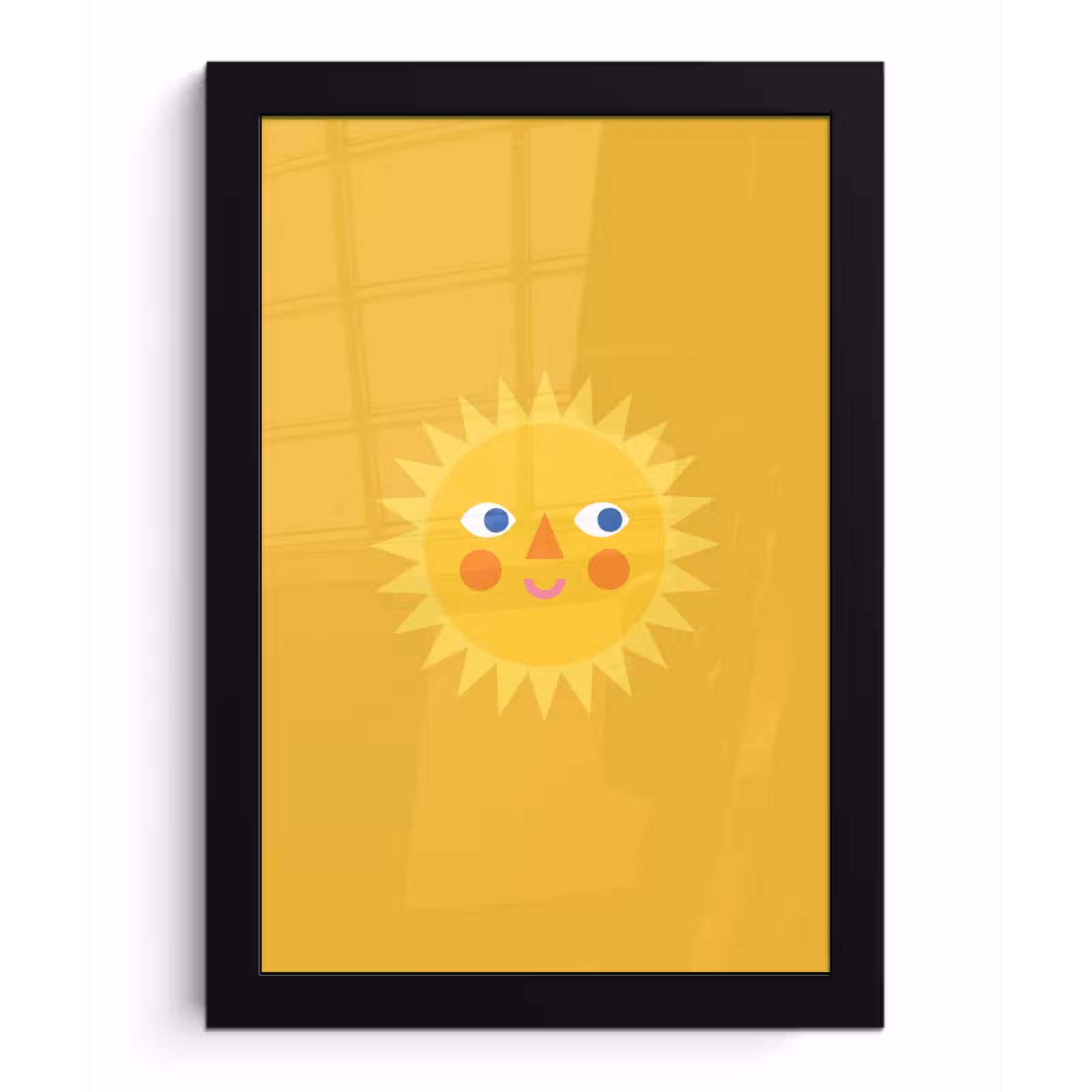 Poster met lijst - Zon - Gezicht - Zomer - Illustratie - Geel — 1