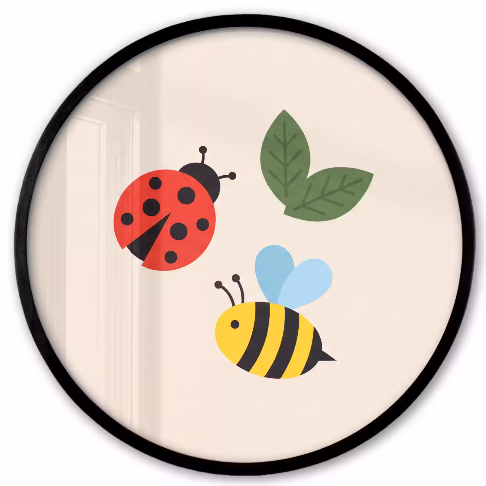 Ronde fotolijst - Insect - Blad - Natuur - Speels - Illustratie — 1
