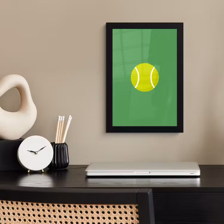 Poster met lijst - Bal - Geel - Sport - Groen - Illustratie — 2