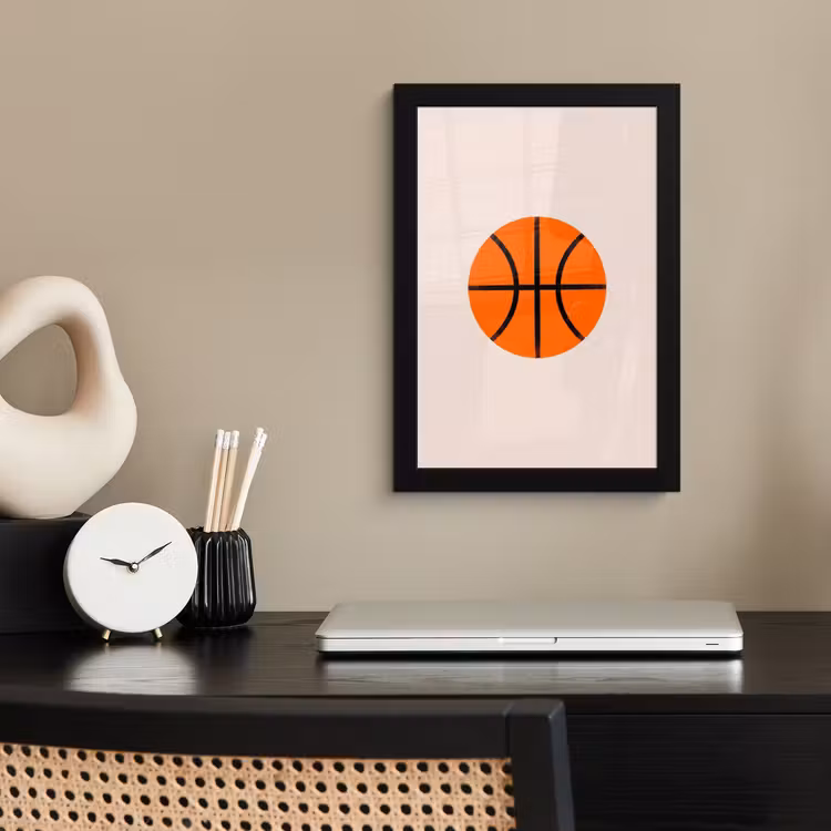 Poster met lijst - Basketbal - Bal - Sport - Illustratie - Oranje — 2