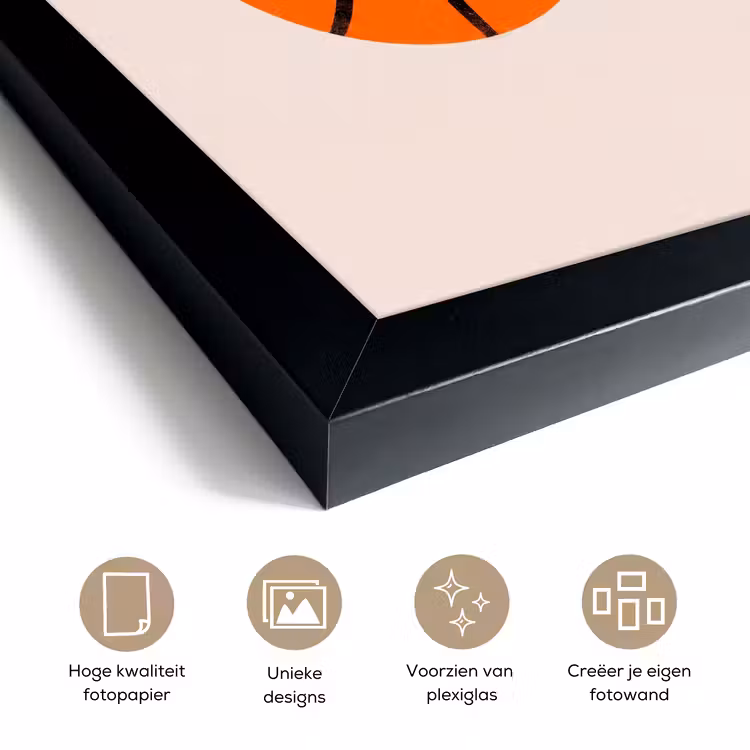 Poster met lijst - Basketbal - Bal - Sport - Illustratie - Oranje — 6
