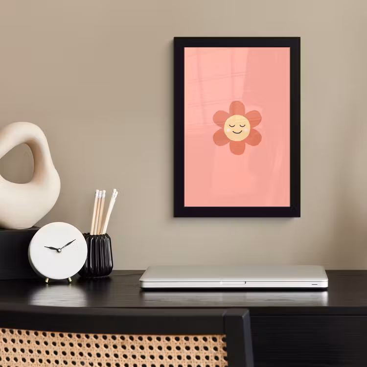 Poster met lijst - Bloemen - Tekenfilm - Kind - Roze — 2