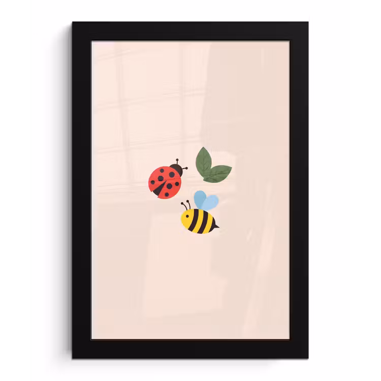 Poster met lijst - Insect - Blad - Natuur - Speels - Illustratie — 1