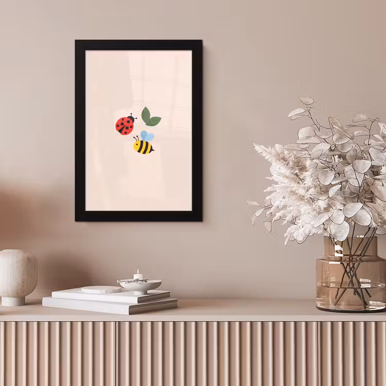 Poster met lijst - Insect - Blad - Natuur - Speels - Illustratie — 5
