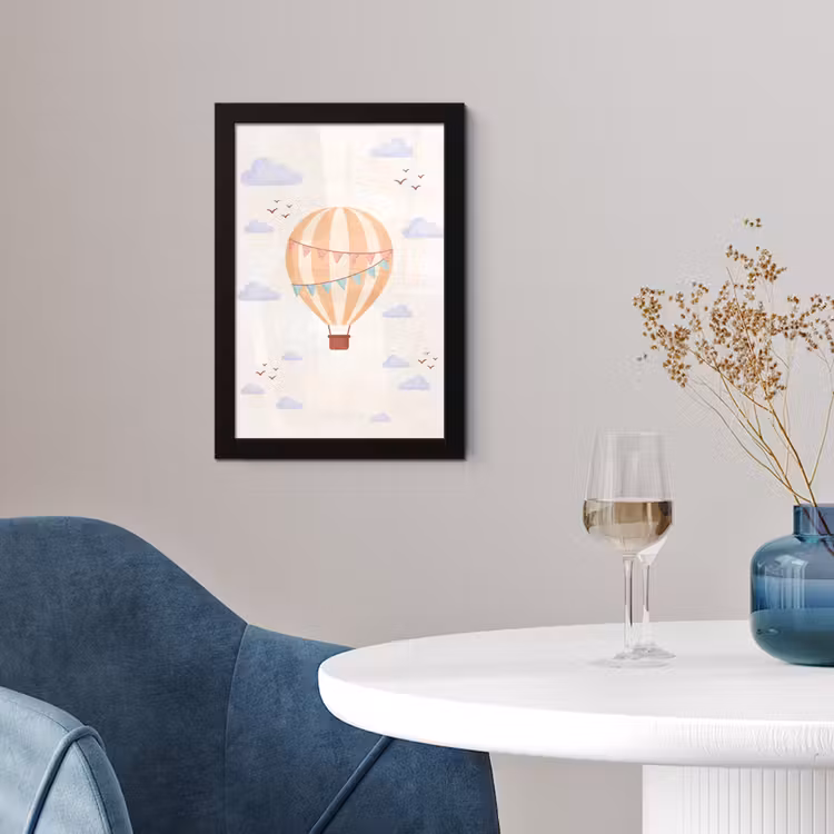 Poster met lijst - Luchtballon - Wolken - Illustratie - Zacht - Kinderkamer — 4