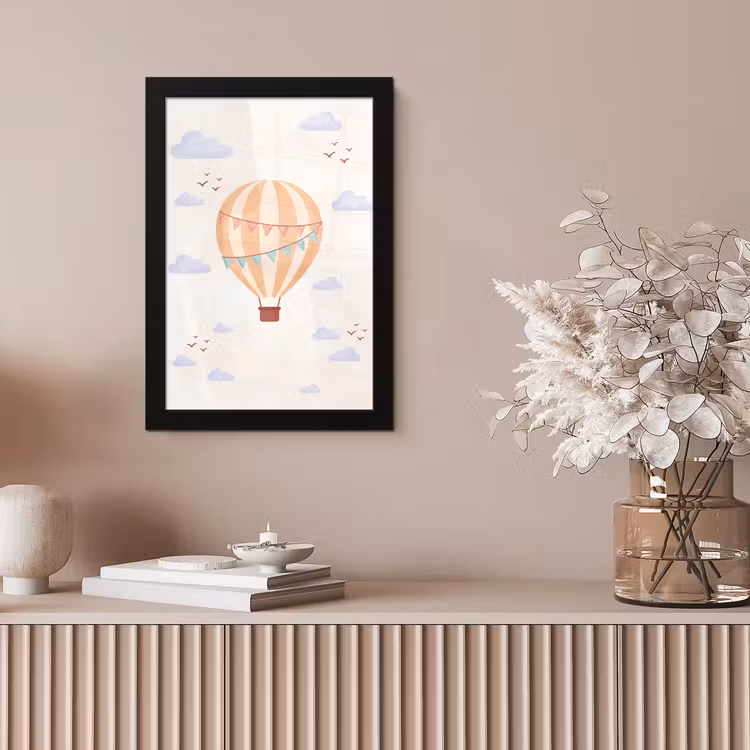 Poster met lijst - Luchtballon - Wolken - Illustratie - Zacht - Kinderkamer — 5
