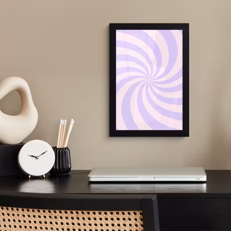 Poster met lijst - Patroon - Spiraal - Abstract - Modern - Paars-Roze — 2