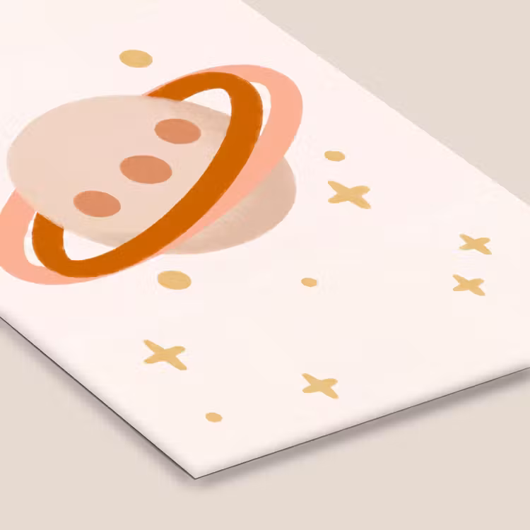 Poster met lijst - Planeet - Ringen - Ruimte - Illustratie - Beige — 7