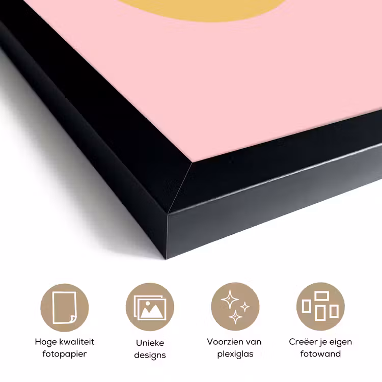 Poster met lijst - Smiley - Geel - Roze - Symbool - Minimalistisch — 6