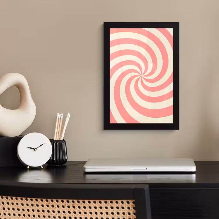 Poster met lijst - Spiraal - Patroon - Abstract - Roze - Beige — 2