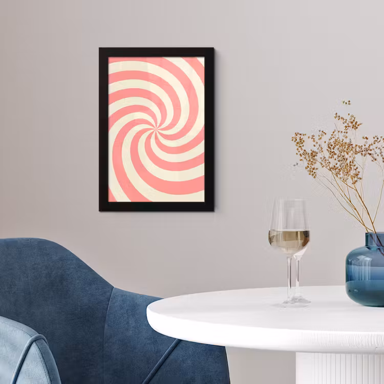 Poster met lijst - Spiraal - Patroon - Abstract - Roze - Beige — 4
