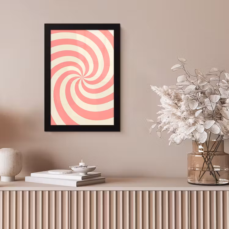 Poster met lijst - Spiraal - Patroon - Abstract - Roze - Beige — 5