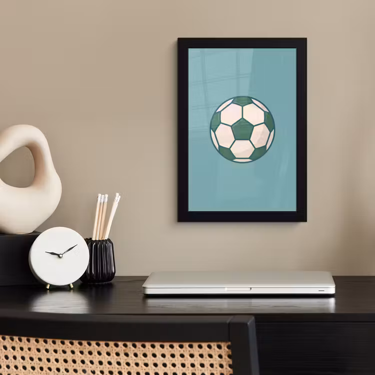 Poster met lijst - Voetbal - Geometrisch - Sport - Illustratie - Blauwgroen — 2