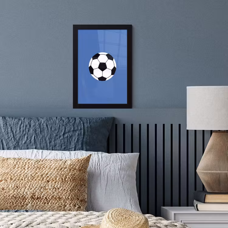 Poster met lijst - Voetbal - Zwart-wit - Sport - Illustratie - Blauw — 3